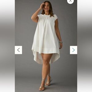 NWT Anthropologie size XS smocked hi-low babydoll dress in white
